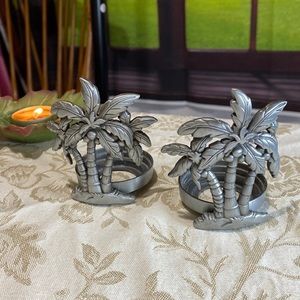 2 Palm Tree Candle Votive Holder
